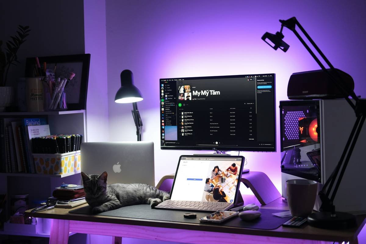 My desk at night